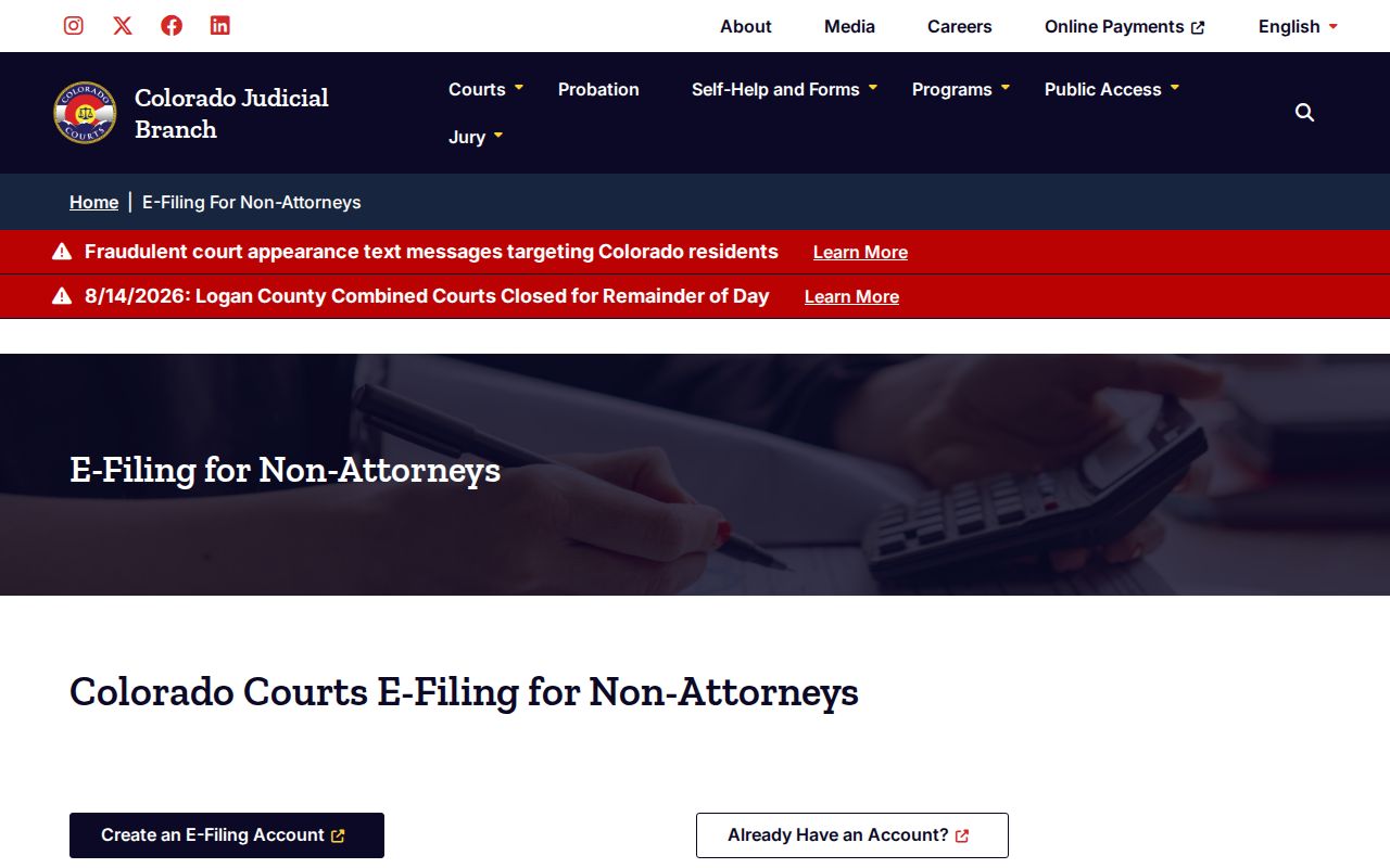 Prowers County case lookup and self-represented e-filing rules