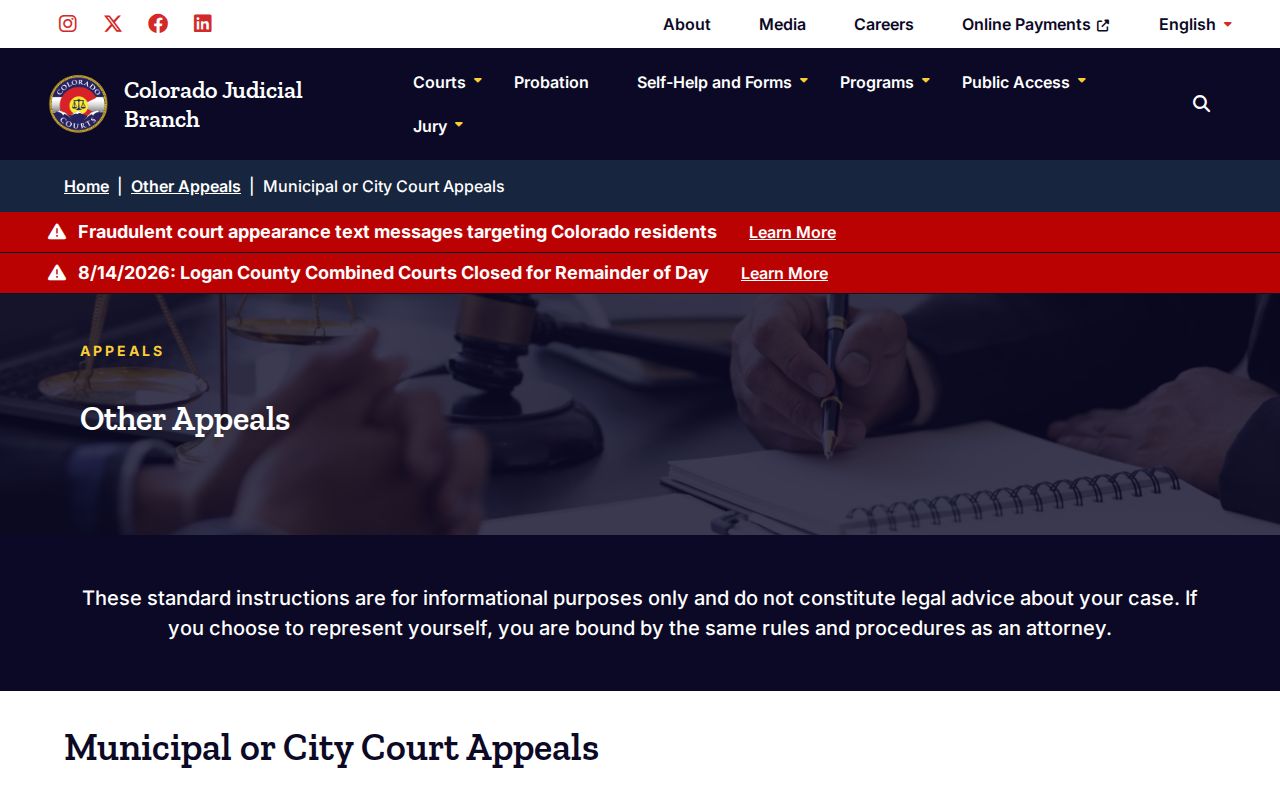 Prowers County municipal court date and appeal route guidance