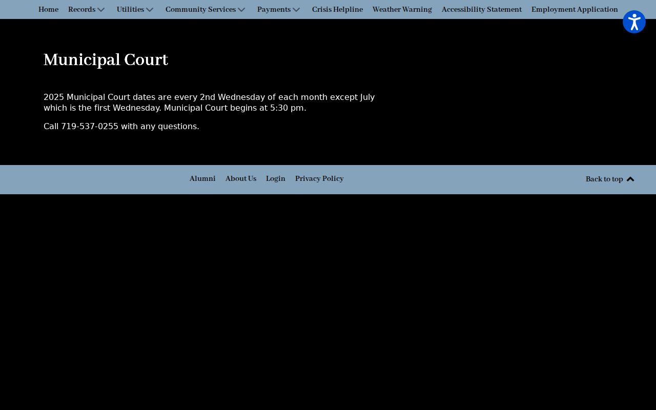 Prowers County traffic ticket calendar for Holly Municipal Court